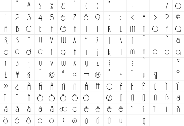 Fina Heavy Regular  glyph index