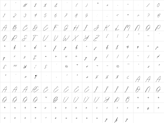 Ikan Tongkol Regular  glyph index