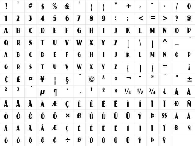 Juanita Condensed ITC Std Regular  glyph index
