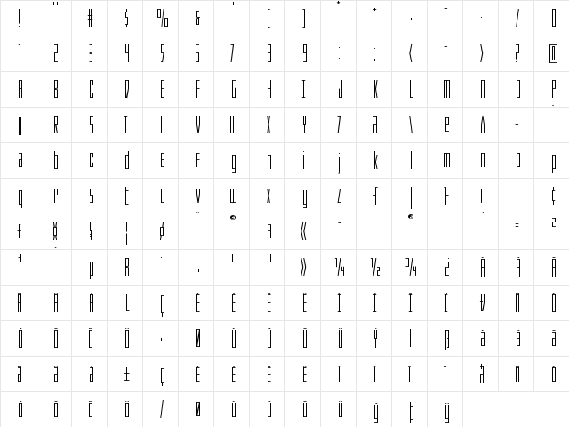 Phantacon Expanded Expanded  glyph index