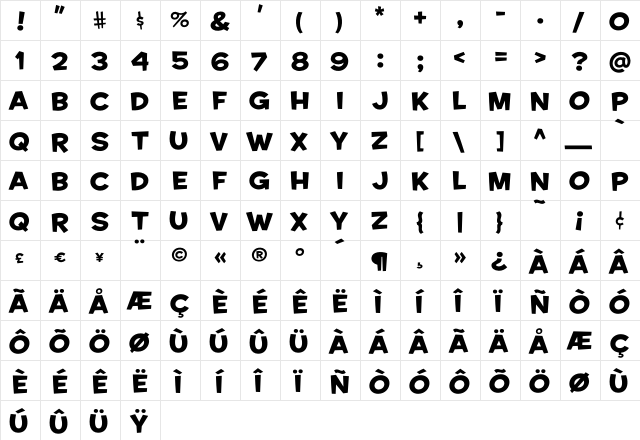 House-A-Rama Kingpin  glyph index