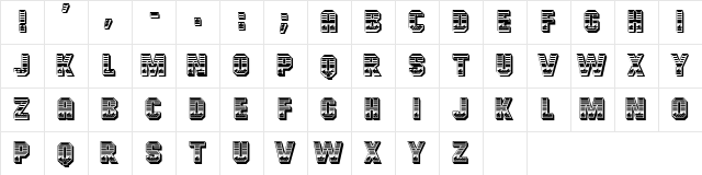 OceanView Initials  glyph index