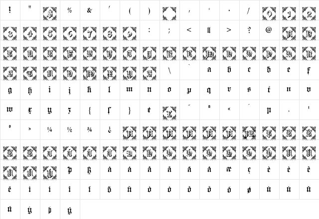 Dearest Friend Regular  glyph index