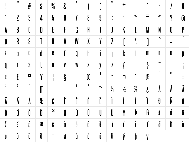 Steelfish Rounded Bold  glyph index
