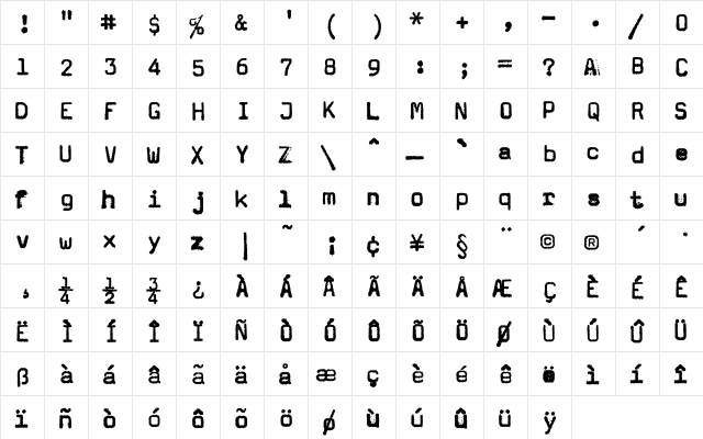 Magda Extra  glyph index