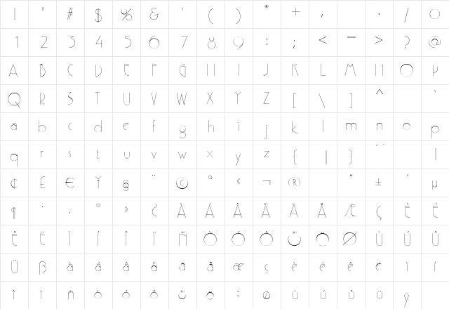 P700-Deco Regular  glyph index
