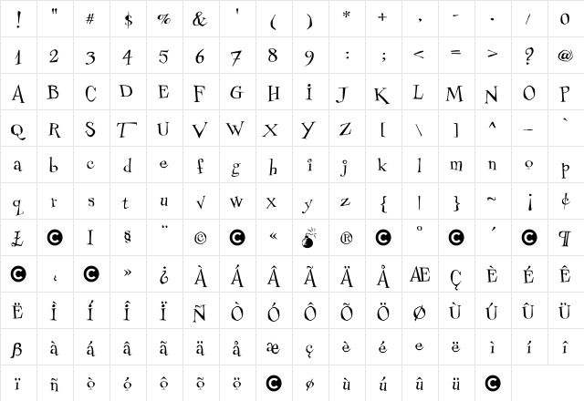 Couchlover 97  glyph index