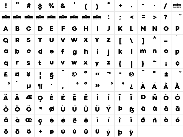 Codec Cold Trial Heavy  glyph index