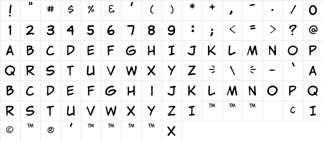 Clementine Regular  glyph index