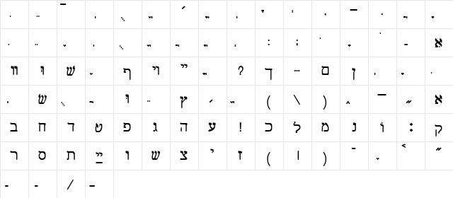 HebrSquare Baecker ߌڿW/﯉ Η  glyph index