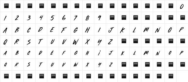 Furious Styles Regular  glyph index