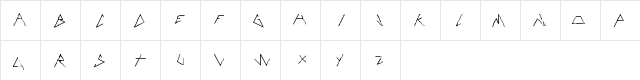 RATM Regular  glyph index