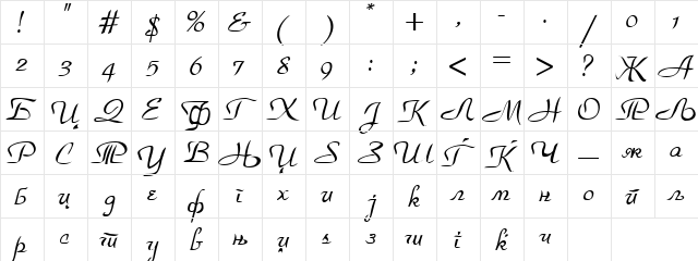 C_ParkAvenueKIR Extra-Light  glyph index