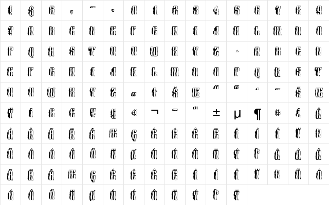 a_Harder3dBrk Regular  glyph index