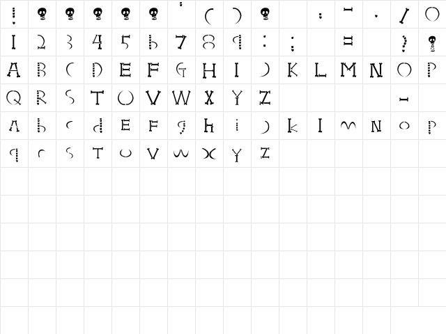 HONEBONE Ukokkei Regular  glyph index