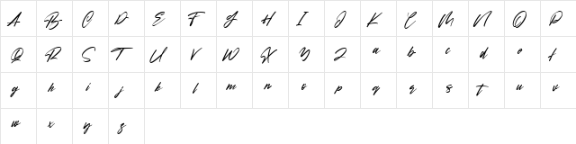 Heatwave Free Font Regular  glyph index