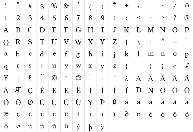 CK Woodbine Regular  glyph index