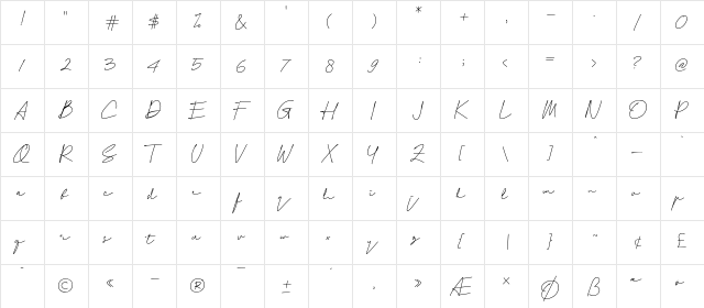 Attention Personal Use Regular  glyph index