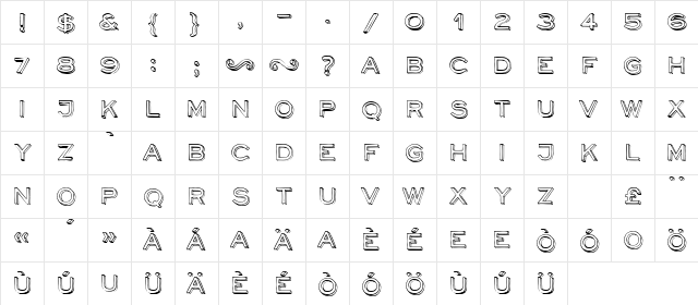 NeoRetroDraw Regular  glyph index