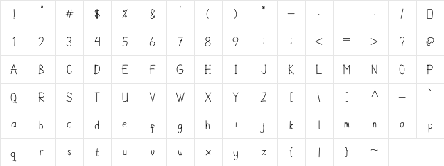 Kinley Book  glyph index