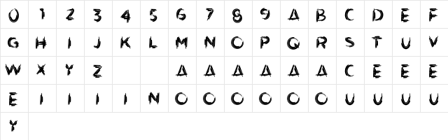 Artistik Demo Versio Regular  glyph index