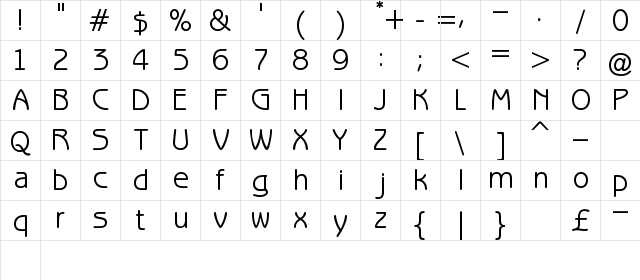 Fun Regular  glyph index