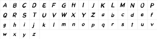 Wild Black Italic Wild Black Italic  glyph index