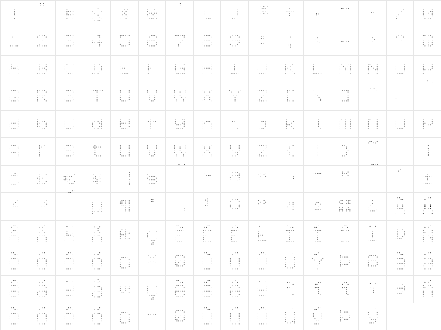 6x7oct Alternate ExtraLight  glyph index