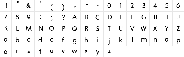 A Pompadour Sample Regular  glyph index