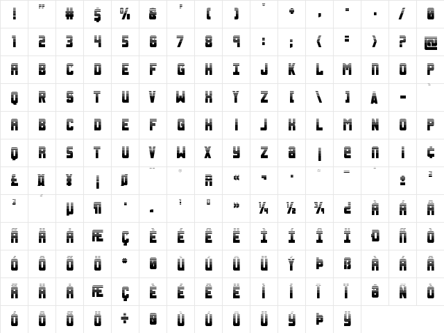 Urban Defender Halftone Regular  glyph index