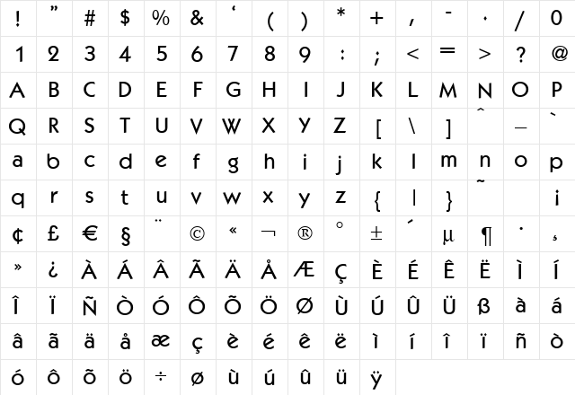 K792-Geometrical-Medium Regular  glyph index