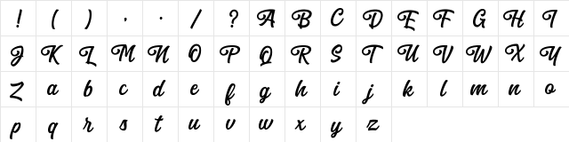 Anghones Regular  glyph index