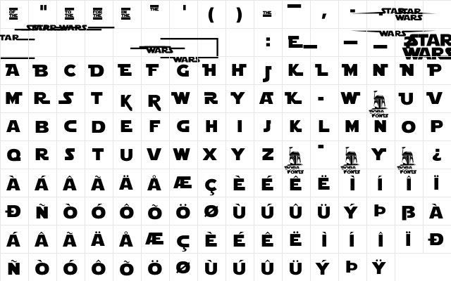 Star Jedi Logo MonoLine Regular  glyph index