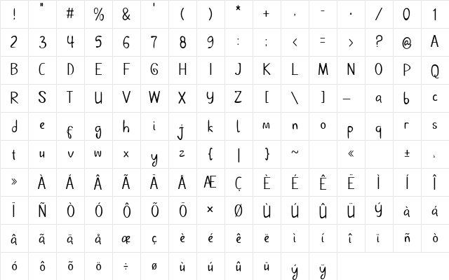 Dhestscripter Regular  glyph index