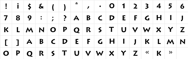 LithosC Bold  glyph index