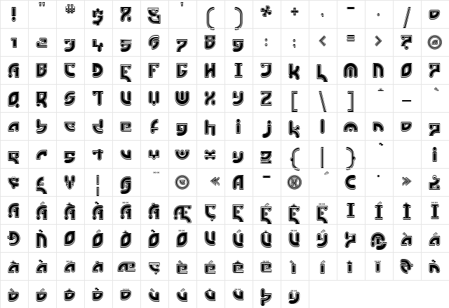 EstukiOutline Regular  glyph index