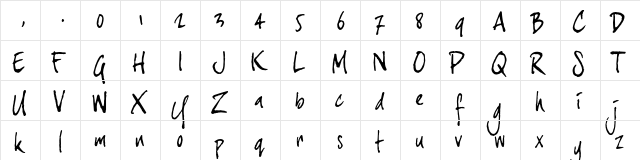 joeHand 3 Regular  glyph index