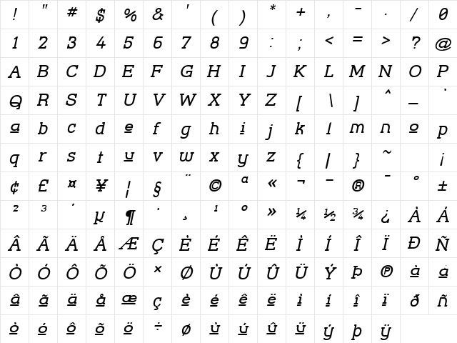 Street Corner Slab Upper Obl Regular  glyph index