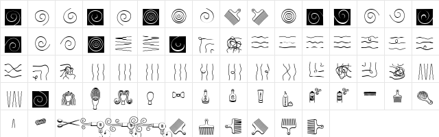 Hairspray Pix Regular  glyph index