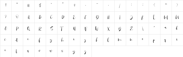 Maritosca DEMO Regular  glyph index