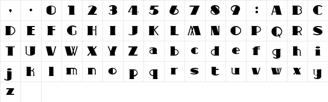 Comic Bold  glyph index