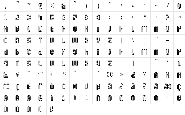 GALLEDIS Wd Regular  glyph index