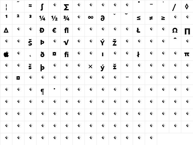 Legato Bold  glyph index