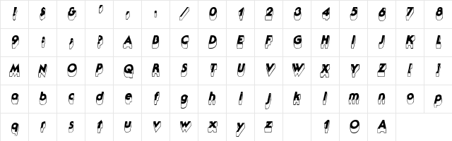 ColvilleShadowSSK Italic  glyph index