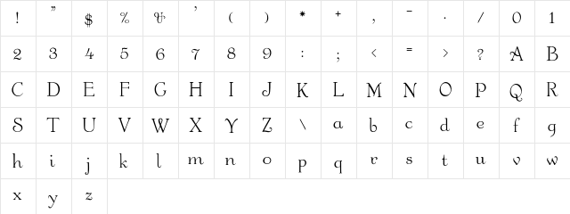 Garton Regular  glyph index