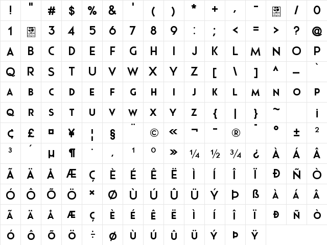 Pages Grotesque Demo Bold  glyph index