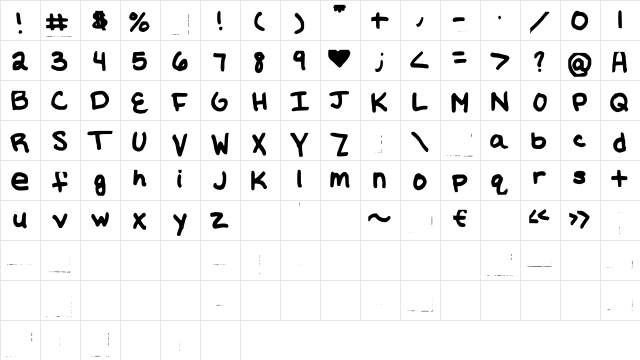 EmFont Medium  glyph index