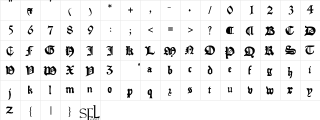 Pyle Regular  glyph index