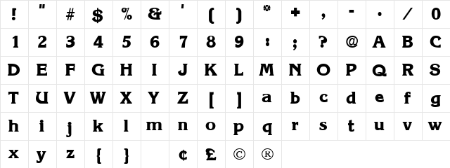 Vitica Display SSi Regular  glyph index