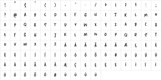 Home Education DEMO Regular  glyph index